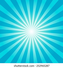 Blue shiny starburst background. Sunburst abstract texture.Vector illustration.