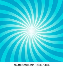 Blue shiny starburst background. Sunburst abstract twister texture.Vector illustration.