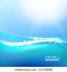 Blue shiny stars flowing background. Vector illustration.