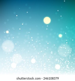 Blue shiny vector bokeh background, sky abstract backdrop