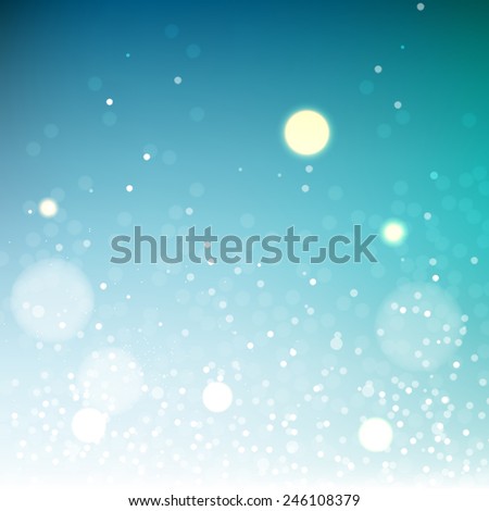 Blue shiny vector bokeh background, sky abstract backdrop