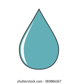 Blue shiny water drop on white background. Vector illustration