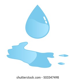 Blue shiny water drop from a puddle Vector illustration