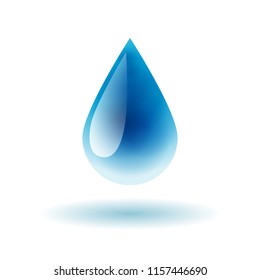 Blue shiny water drop Vector illustration. water icon vector