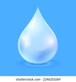 Una gota de agua azul brillante. Ilustración del vector
