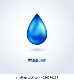Una gota de agua azul brillante. Ilustración vectorial. Icono de la web de naturaleza.