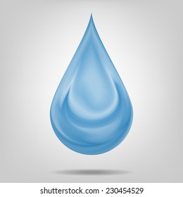 Blue shiny water drop. Vector illustration
