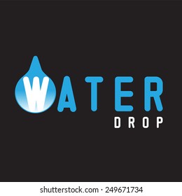 Blue shiny water drop. Vector illustration