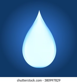 Blue shiny water drop. Vector illustration