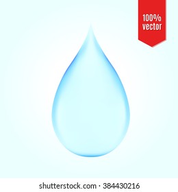 Blue shiny water drop. Vector illustration