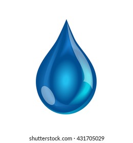 Blue shiny water drop. Vector illustration