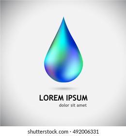 Blue shiny water drop. Vector