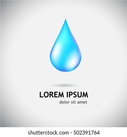 Blue shiny water drop. Vector