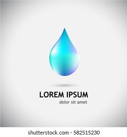 Blue shiny water drop. Vector