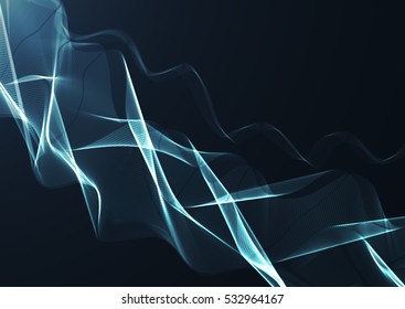 Blue shiny wavy ribbon on a dark blue background