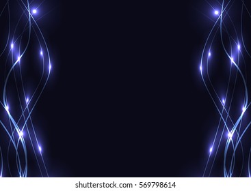 Blue shiny wavy ribbon on a dark blue background