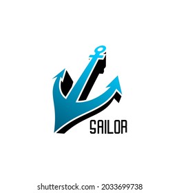 blue ship anchor icon illustration vector