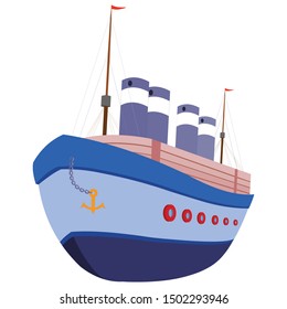 Blue Ship - Cartoon Vector Image