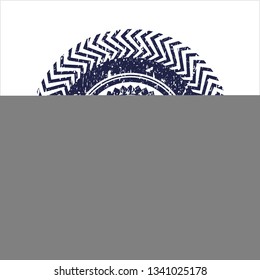 Blue ship icon inside distressed rubber seal