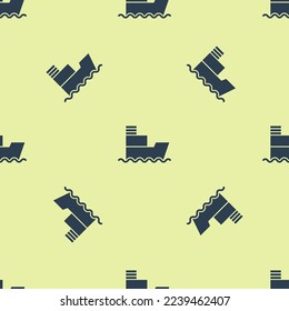 Blue Ship icon isolated seamless pattern on yellow background. Insurance concept. Security, safety, protection, protect concept.  Vector