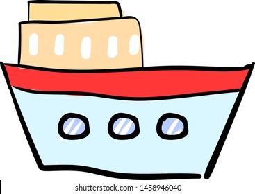 Blue ship, illustration, vector on white background.