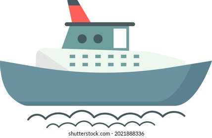 Buque azul, ilustración, vector sobre fondo blanco.