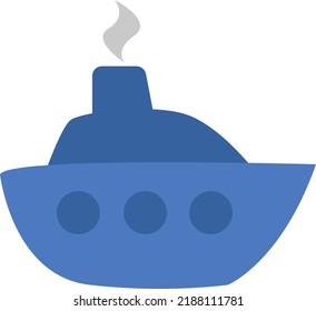 Blue ship, illustration, vector on a white background.