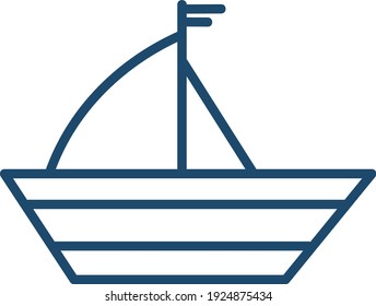 Blue ship with lines, illustration, vector on white background.