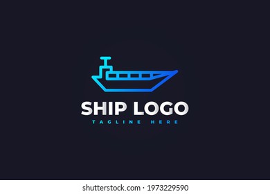 Blue Ship Logo for Delivery Business or Shipping Logos