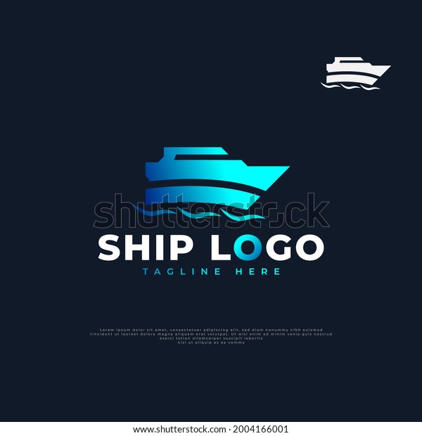 Blue Ship Logo Design Cargo Ship Stock Vector (Royalty Free) 2004166001 ...