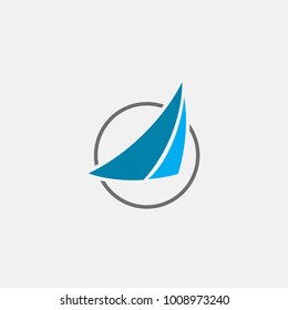 Blue Ship logo vector, boat icon abstract