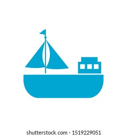 blue ship sea transportation black icon in flat style isolated. Vector Symbol illustration.