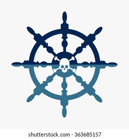 Blue ship steering wheel
