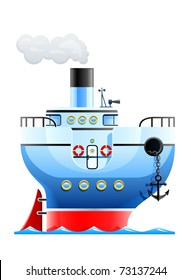 blue ship vector illustration isolated on white background