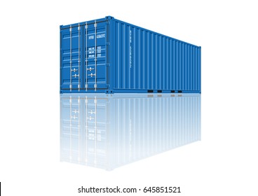 Blue Shipping Cargo Container for Logistics and Transportation on White Background