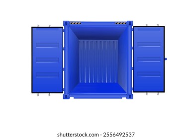 Blue Shipping Cargo Container Twenty and Forty feet. Logistics and Transportation. Vector