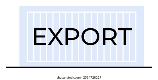 Blue shipping container labeled EXPORT. Ideal for global trade, logistics, supply chain, imports and exports, cargo transportation. Simple vector style.