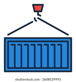 Blue Shipping Container vector colored icon - logistics concept symbol