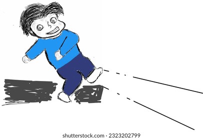 Blue shirt cheerful cartoon character