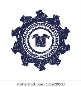 Blue shirt icon inside grunge style stamp