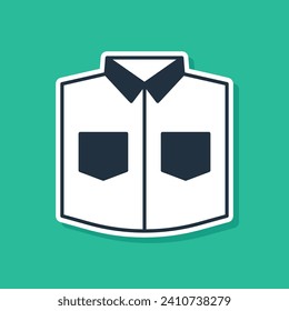 Blue Shirt icon isolated on green background.  Vector
