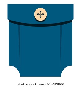 Blue shirt pocket with button icon flat isolated on white background vector illustration