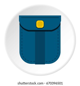 Blue shirt pocket with yellow button icon in flat circle isolated vector illustration for web