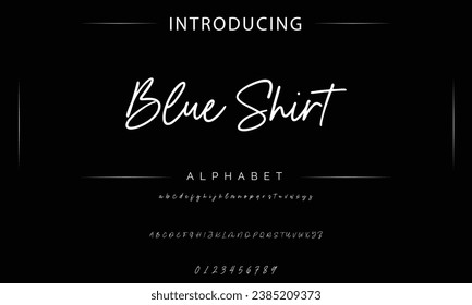 Blue Shirt signature Font Calligraphy Logotype Script Brush Font Type Font lettering handwritten