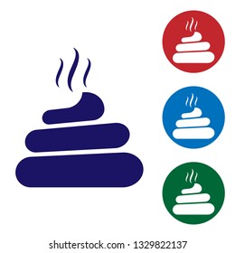 Blue Shit icon isolated on white background. Set color icon in circle buttons. Vector Illustration