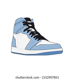 Blue Shoe Sneaker Footwear Vector Illustration