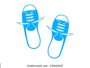 Blue shoes on white background