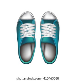 Blue shoes on white background