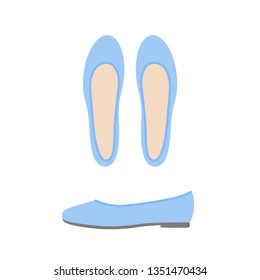 Blue shoes top and side view. Women's classical shoes. Vector illustration