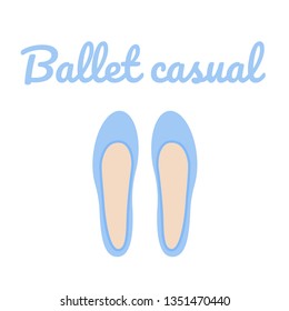 Blue shoes top view. Women's classical shoes. Vector illustration